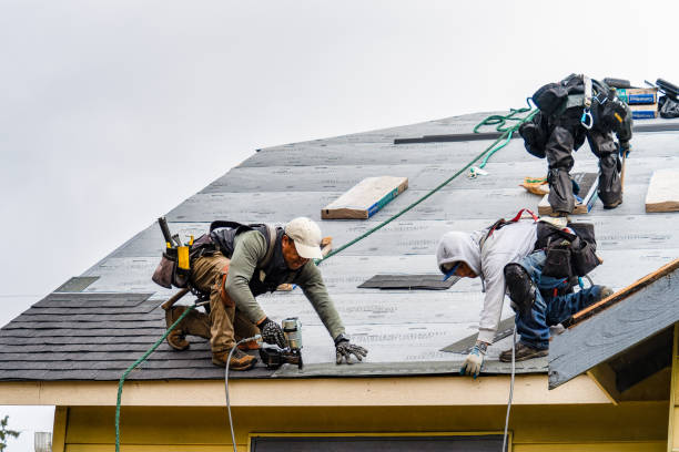 Professional Gutter Installation technician working in Boston, IN
